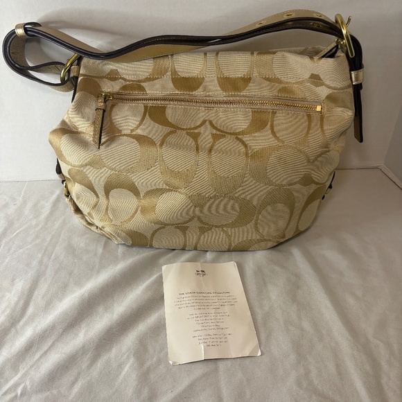 Vtg Coach 24CM Soho Signature Duffle/Shoulder Bag F15067 Tan/Pink/Gold/Metallic - Picture 1 of 12